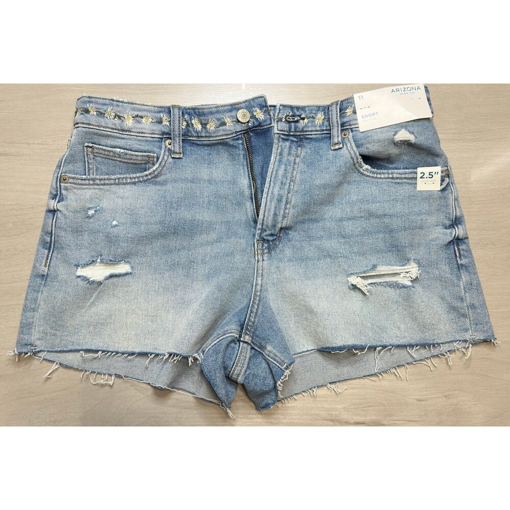 Arizona Jean Co. Blue High Rise Button Fly Shorts Size 11 NWT
